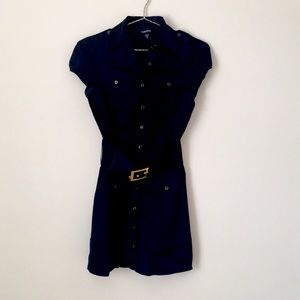 Bebe black button down shirt dress with belt